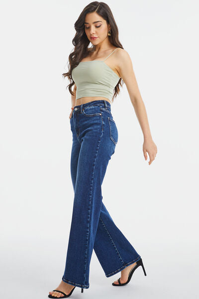 High Waist Cat's Whisker Wide Leg Jeans