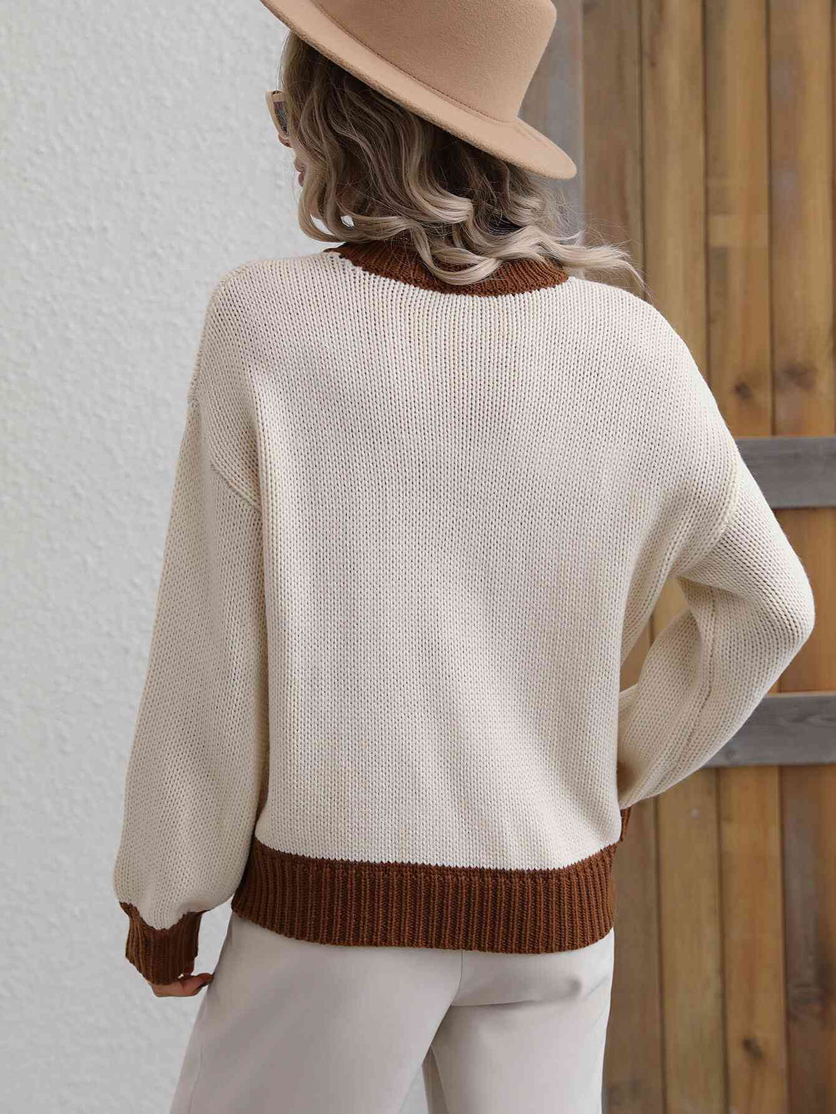 Contrast Trim Pullover Sweater